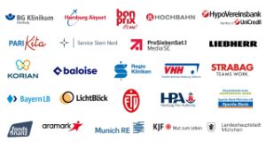 Übersicht mit Logos von Referenzunternehmen