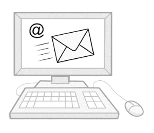 Grafik eines Computerbildschirms mit einem Briefumschlag darauf.