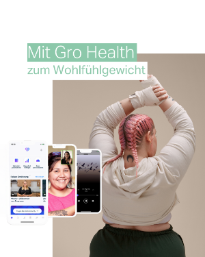 Adipöse Person testet Abnehm-App Gro Health.