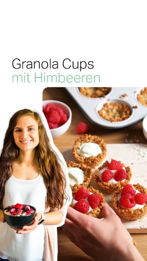 Rezept der Woche "Granola Cups mit Himbeeren".