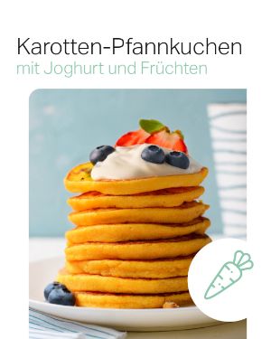 Rezept der Woche "Karotten-Pfannkuchen mit Joghurt und Früchten".