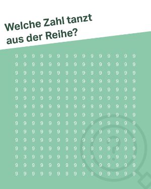 Welche Zahl tanzt aus der Reihe? Suchbild aus Zahlen.