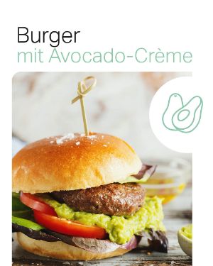 Rezept der Woche: Burger mit Avocado-Cème.