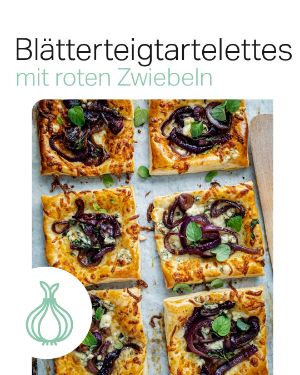 Rezept der Woche: Blätterteigtartelettes mit roten Zwiebeln.