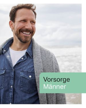 "Vorsorge Männer" Ein Mann lächelt.