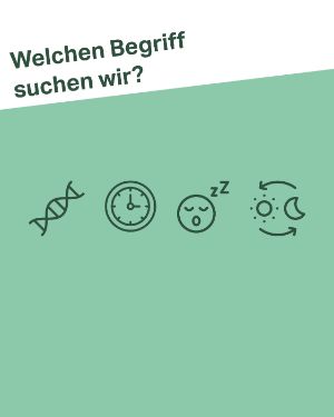 Emoji Quiz "Welchen Begriff suchen wir? DNA-Strang, Uhr, Schlafendes Gesicht, Wechsel von Tag auf Nacht.