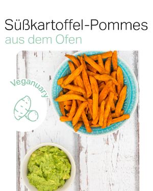 Rezept der Woche: Süßkartoffel-Pommes mit Avocado-Dip.