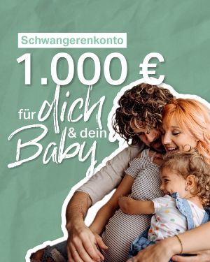 Schwangerenkonto: 1.000€ für dich & dein Baby "Eine junge Familie umarmt sich".