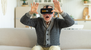 Mann mit Virtual Reality Brille. 