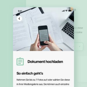 Screenshot der Uploadfunktion in der Service-App der Mobil Krankenkasse.