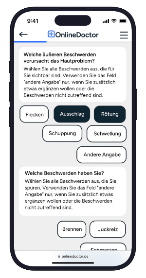 Es wird die Anwendung von OnlineDoctor auf dem Smartphone dargestellt.