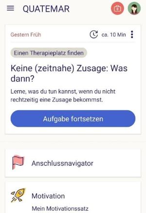 Es werden zwei Screenshots aus der App von QUATEMAR dargestellt.