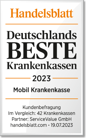Siegel für die Auszeichnung vom Handelsblatt für Deutschlands beste Krankenkassen.