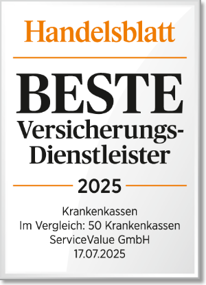 Auszeichnung Beste Versicherungsdienstleister Krankenversicherung vom Handelsblatt-Verlag.