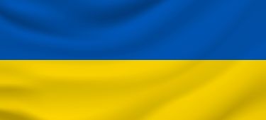 The Ukrainian flag is shown in full in its colors blue and yellow